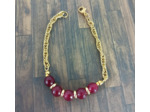 Bracelet-chaîne doré jade facetté rouge bordeaux