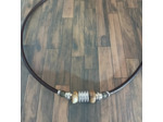 Tour de cou cuir, acier inox et pierres naturelle pour homme