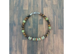 Bracelet homme œil de tigre/serpentine/acier inox