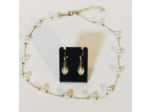 Parure 2 pcs doré/perles blanches