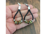 Boucles d'oreilles cuir, acier inox et pierres naturelles 1