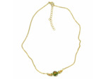 Collier ras de cou chaîne acier perle Murano olive Salvia