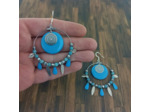 B.O. créoles argenté/bleu jade bleu