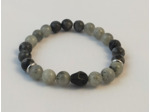 Bracelet en labradorite, tête de mort en howlite noire
