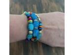 Bracelet multi-rangs multicolore/doré