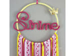 Attrape rêves prénom personnalisable Jaune fuchsia et rose