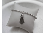 Bracelet perles et pompon en argent 925ème