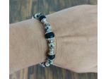 Bracelet agate noire et jaspe dalmatien
