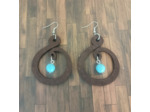 B.O. bois et perle turquoise