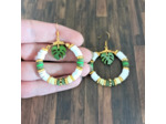 B.O. Heishi blanc/vert feuille