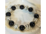 Parure 2 pcs noir/blanc/doré
