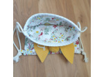 Sac à dos Pochon pour enfant, modèle blanc et jaune, petits arc en ciel éléphant