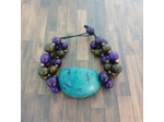 Bracelet Magda turquoise-noir-beige en ivoire végétal