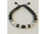 Bracelet ajustable howlite / obsidienne