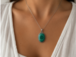 PENDENTIF MALACHITE ARGENT