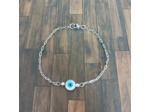 Bracelet carte "Bonne chance" œil rond et acier inoxydable