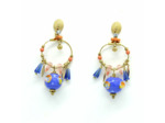 Boucles d'oreilles créoles pampilles verre de Murano bleues Sillage