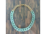 Collier gros maillons vert clair/doré