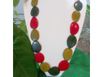 Collier Shakira rouge-kaki-vert en ivoire végétal