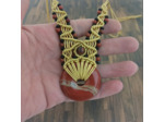 Collier donut Jaspe rouge macramé doré