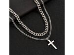 Double chaîne pendentif croix