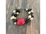Bracelet Magda rouge-noir-beige en ivoire végétal