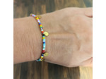 Bracelets en acier inox rocailles et pampilles doré multicolore