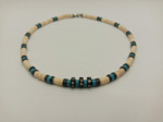 Collier homme turquoise blanc/turquoise/hématite/os de yac