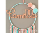 Attrape rêves personnalisable prenom,  corail, vert d'eau, rose et jade