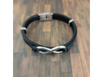 Bracelet cuir et acier inox homme infini