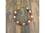 Bracelet Jaspe rouge et nacre doré