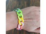Bracelet gros maillons multi-couleurs argenté 22mm