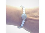 Bracelet agate gris/blanc argenté cœur