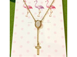 Tour de cou quartz rose croix