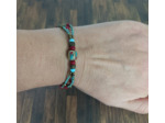Bracelet 3 brins turquoise/rouge/bronze