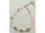 Bijou de portable blanc/rose/argenté "JE T'AIME MAMAN"