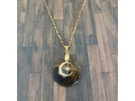 Collier œil de tigre lune étoile acier inoxydable doré