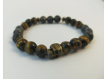 Bracelet œil de tigre / labradorite / tête de mort bronze