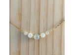 Collier œil de chat/cristal de roche/agate blanche/doré