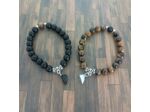 Bracelets couple Œil de tigre/onyx