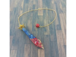 Pendule corail rouge/lapis lazuli/feuilles d'or