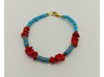 Bracelet hématite/corail rouge/turquoise2