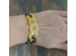 Bracelet gros maillons marron/ambre doré 22mm