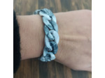 Bracelet gros maillons noir blanc argenté  22mm