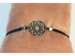 Bracelet élastique argenté/noir/mandala