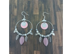 B.O. créoles argenté/rose perles de jade