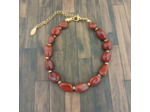 Bracelet Jaspe rouge doré