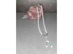 Mala en perles de Jade blanche et "oeil de chat" 6mm
