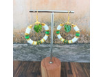 B.O. Heishi blanc/vert feuille