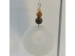 B.O. nacre blanche ronde, marron/orange/blanc